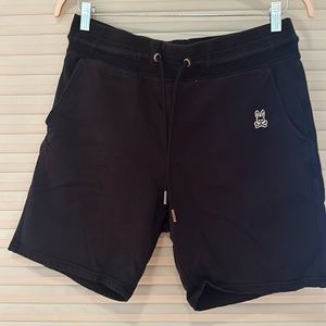 Men's medium black psycho, bunny sweat shorts drawstring back zip pocket